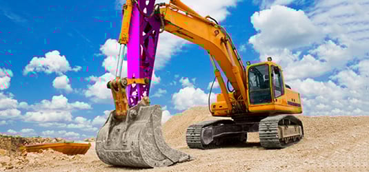 Excavator with topology-optimized lightweight arm.
